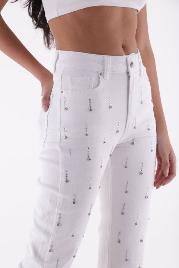 Tek Taraflı Droplı Mom Fit Kot Pantolon - Beyaz - (28-33) - 2