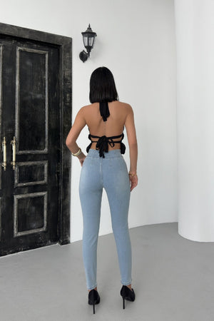 Pensli Skinny Kot Pantolon - Buz Mavisi ve Tintli - (27-32) - 4