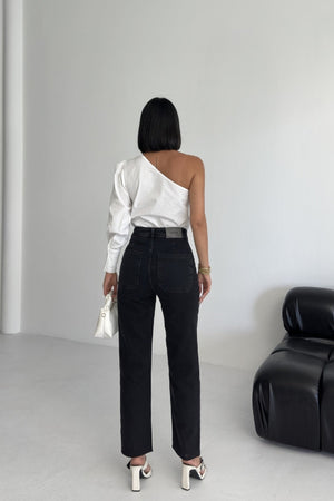 Cep Detaylı Palazzo Kot Pantolon - Düz Antrasit - (27-32) - 4