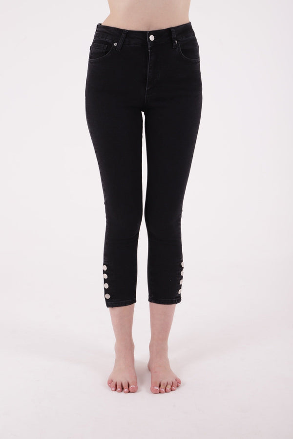 Paçası Dört Düğmeli Kot Pantolon - Düz Antrasit - (26-31) - 2