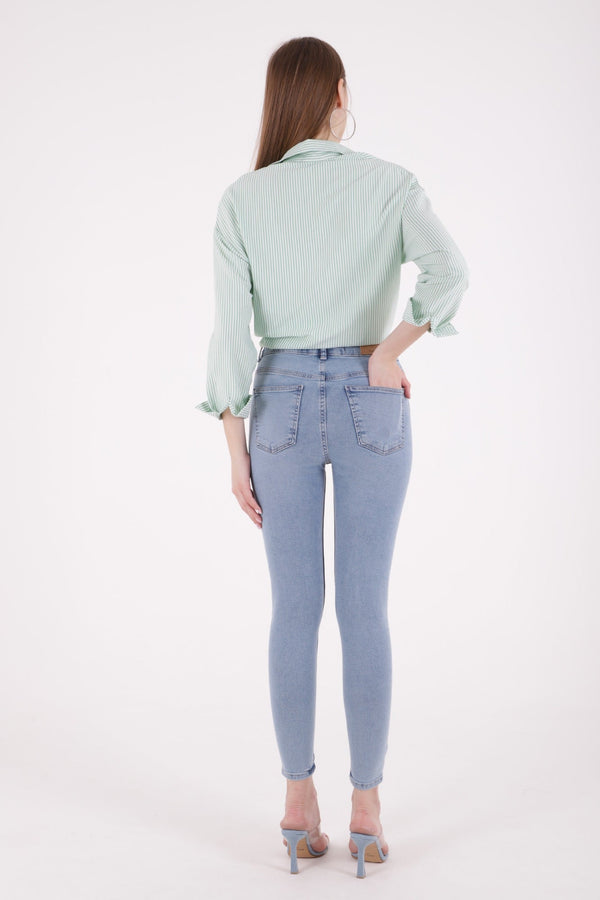 Kısa Boy Skinny Kot Pantolon - Açık Mavi Kot - (26-31) - 5