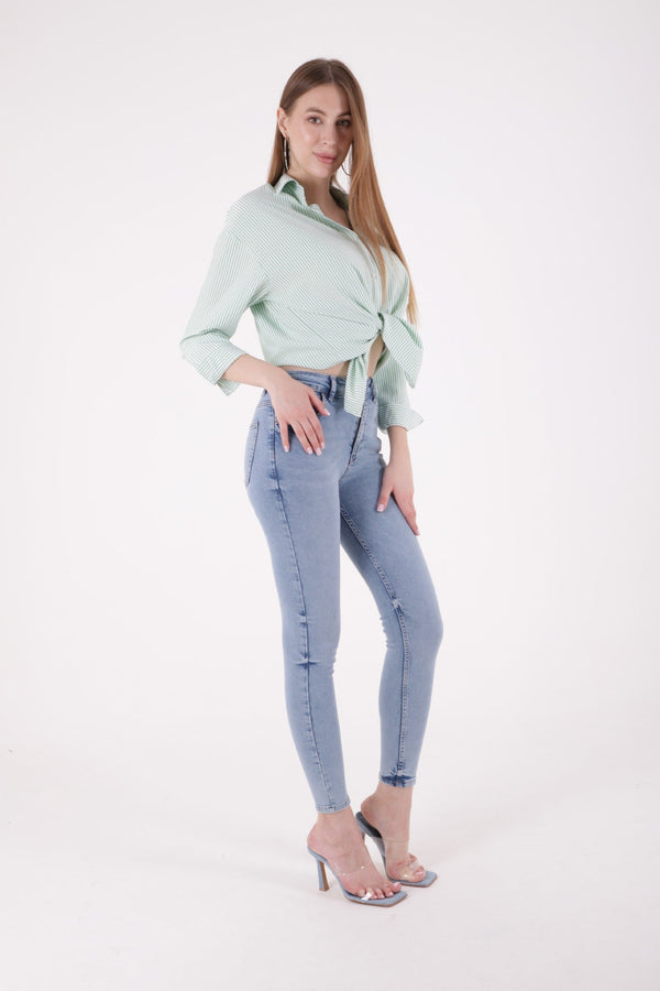 Kısa Boy Skinny Kot Pantolon - Açık Mavi Kot - (28-33) - 4