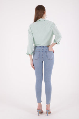 Kısa Boy Skinny Kot Pantolon - Açık Mavi Kot - (28-33) - 5