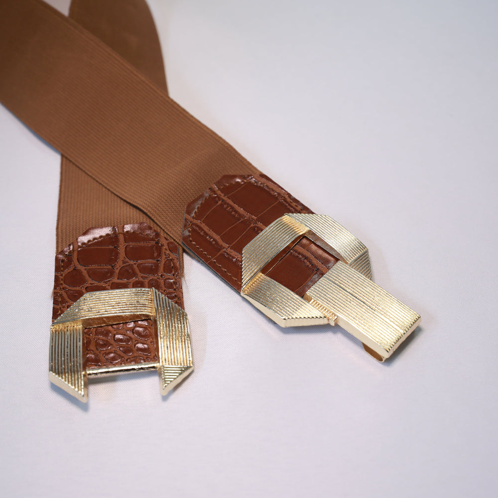 Metal Gold Tokalı Lastikli Kemer