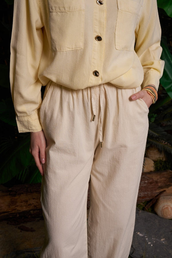 Balon Keten Pantolon - Taş - (S-XL) - 4