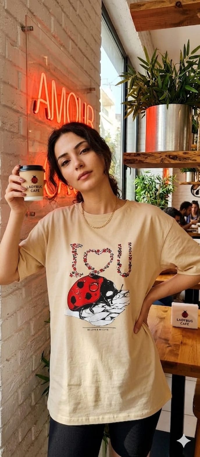 Tricou Ladybug - Bej