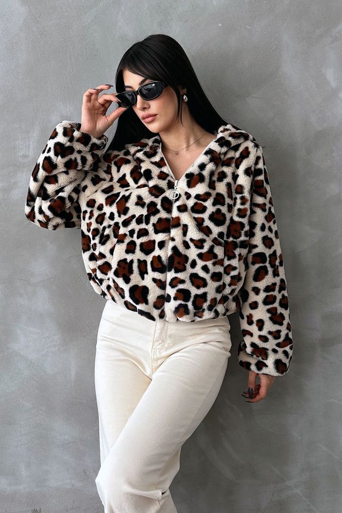 Bskılı Pejuş Toptan Mont - Açık Taş Leopar