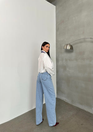 Yüksel Bel Bacak Boyu Balon Kesim Barrel Fit  Light Blue Jean Pantolon