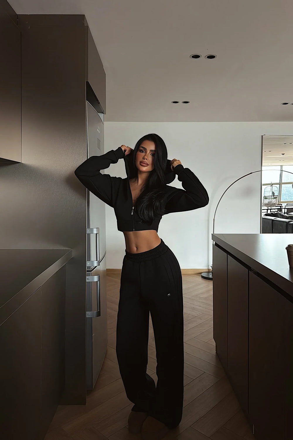 Siyah Fermuarlı Eşofman Takımı XS