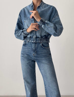 Fermuarlı Bel .lastikli Blue Bomber Jean