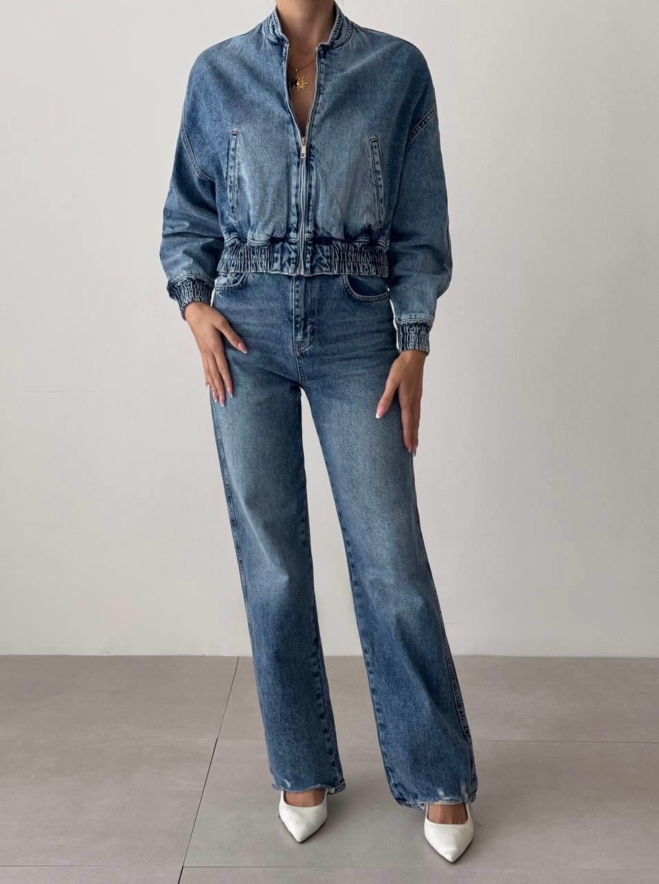 Fermuarlı Bel .lastikli Blue Bomber Jean