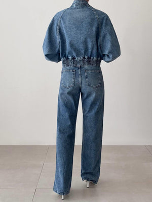 Fermuarlı Bel .lastikli Blue Bomber Jean