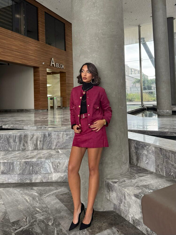 Kemerli Toptan Etek - Bordo