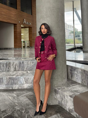 Kemerli Toptan Etek - Bordo