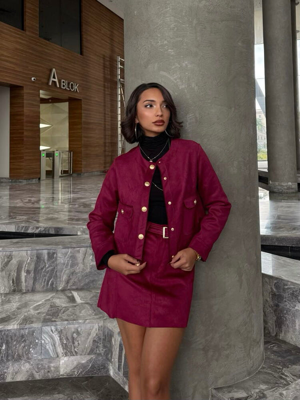 Kemerli Toptan Etek - Bordo