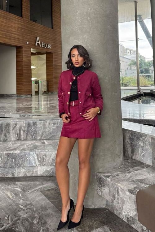 Kemerli Toptan Etek - Bordo