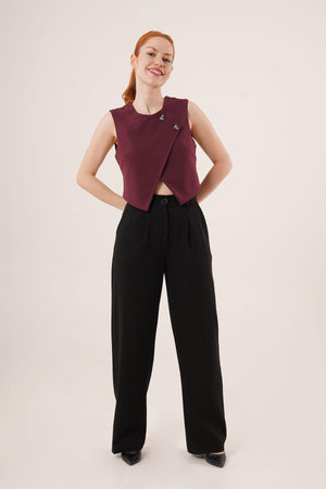 Çift Düğmeli Çapraz Model Bordo Toptan Yelek