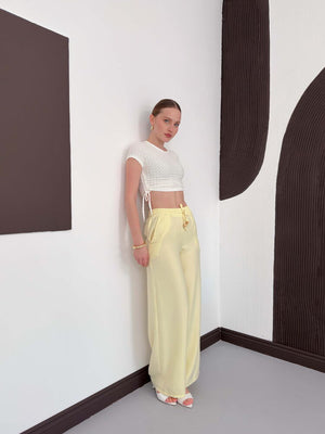 Pantolon - Sarı | D2381 Topshow