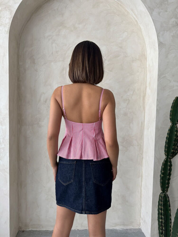 Çizgili Askılı Bluz