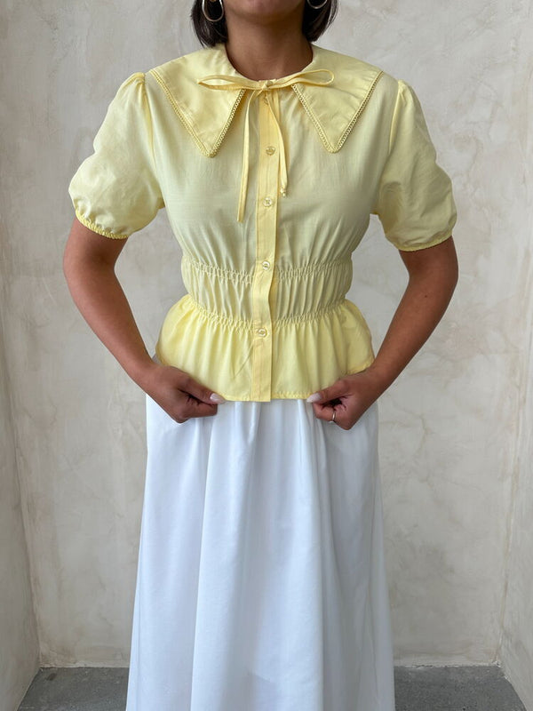 Yaka Detaylı Büzgülü Gömlek