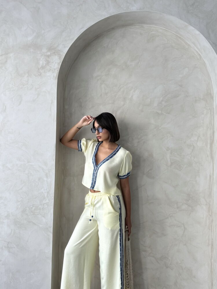 Kot Detaylı Ceket   Sarı