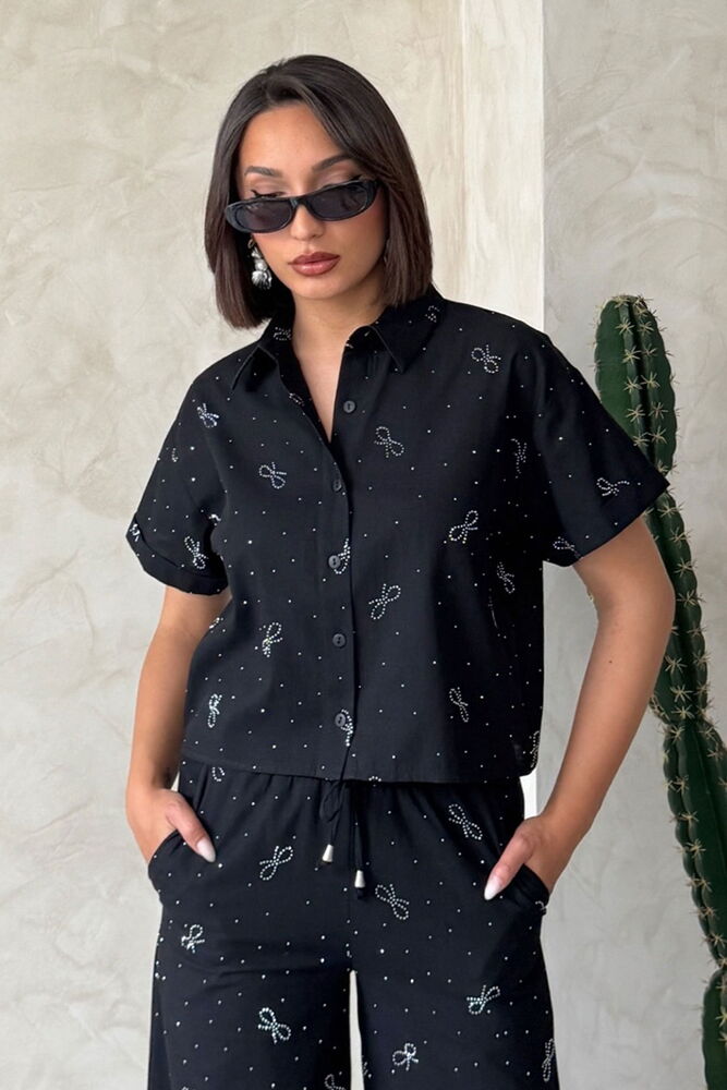 Fiyonk Taş Baskılı Gömlek