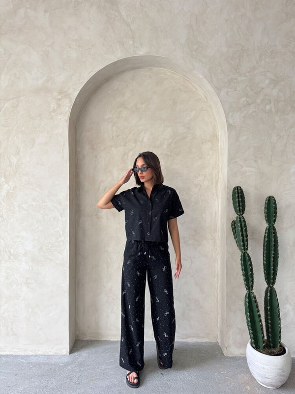 Fiyonk Taş Baskılı Gömlek