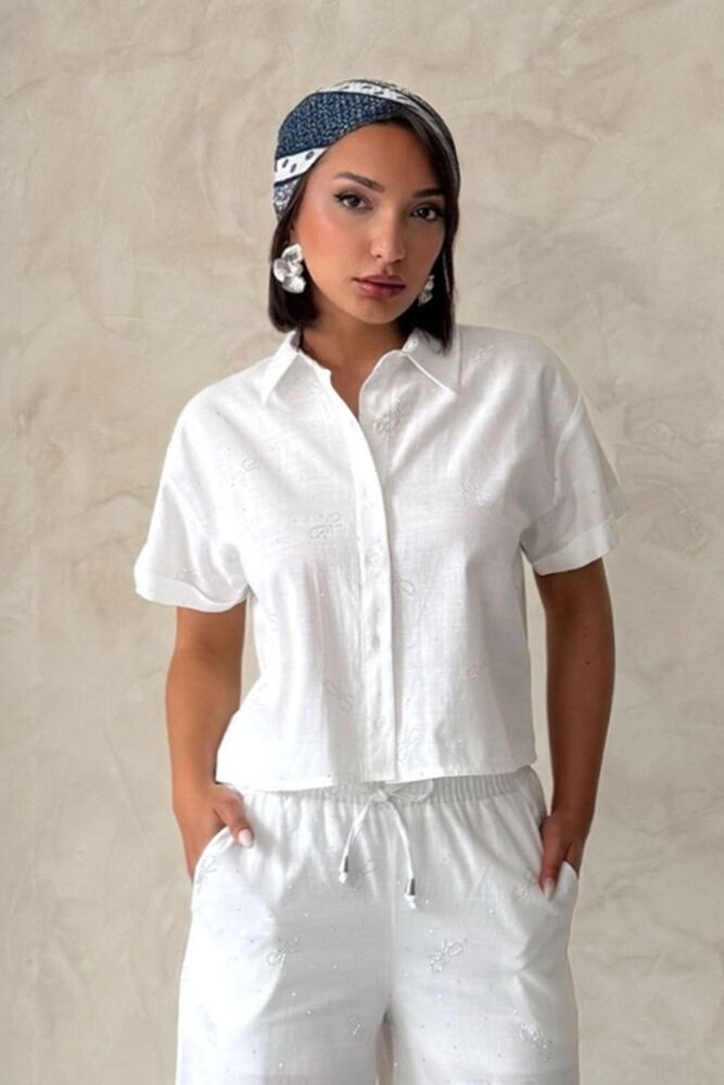 Fiyonk Taş Baskılı Gömlek