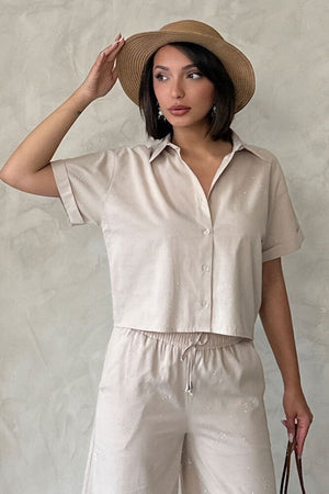 Fiyonk Taş Baskılı Gömlek