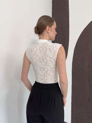 Kolsuz Dantel Bluz - Krem | D2997 Topshow