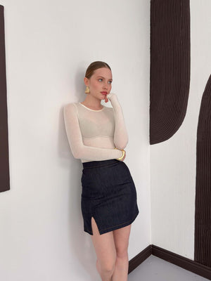 Fustă din denim - Bleumarin | D3029 Topshow
