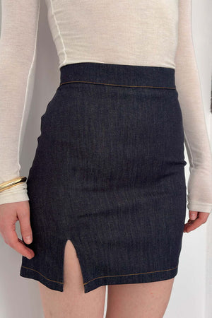 Fustă din denim - Bleumarin | D3029 Topshow