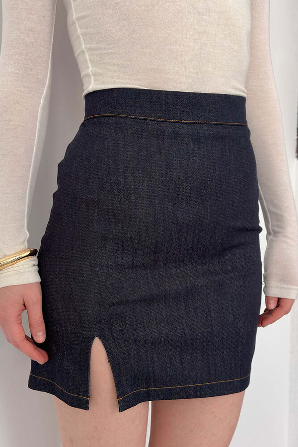 Fustă din denim - Bleumarin | D3029 Topshow