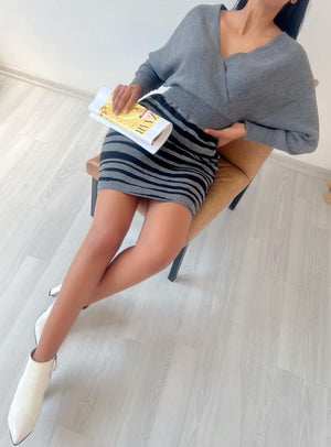 Rochie tricotată cu model zebră 841 - Gri