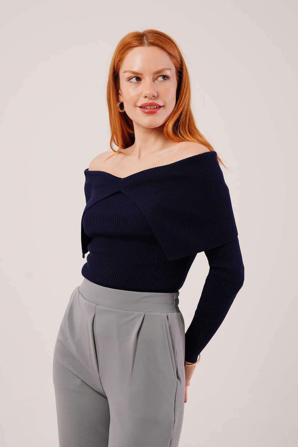 Degaje Yaka Toptan Lacivert Triko Kazak Lacivert STD