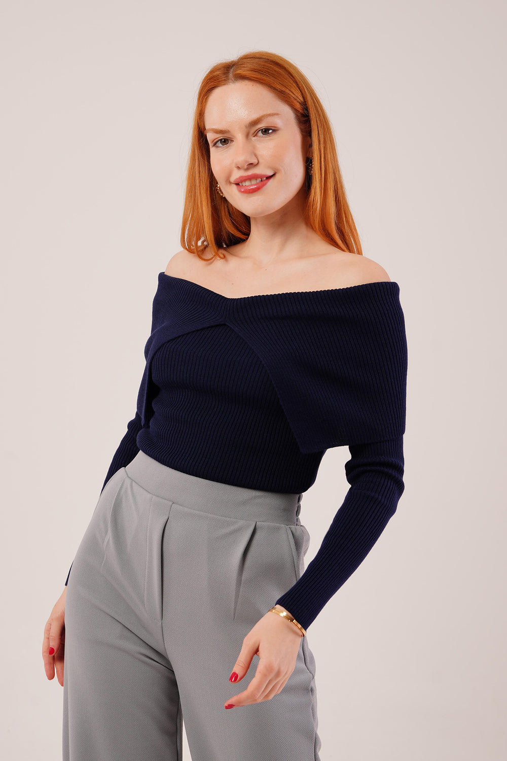 Degaje Yaka Toptan Lacivert Triko Kazak Lacivert STD