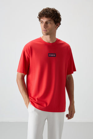 Fiesta Pamuklu Kalın Yüzeyi Dokulu Oversize Fit  Baskılı Erkek T-Shirt - 88367