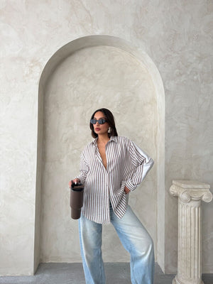Çizgili Keten Gömlek