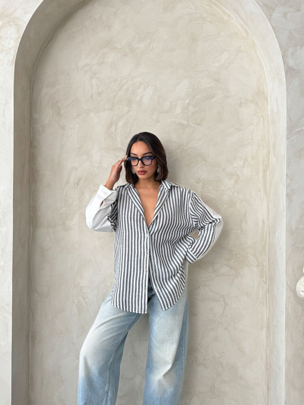 Çizgili Keten Gömlek
