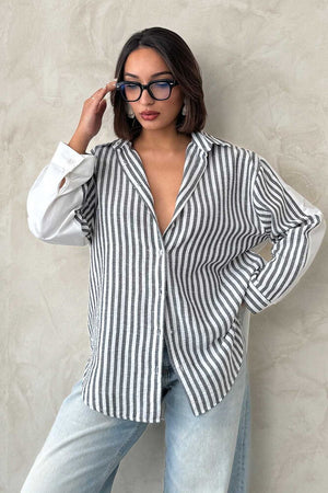 Çizgili Keten Gömlek