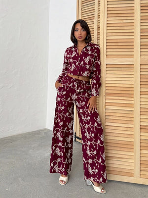 Süzüne Nakışlı Pantolon - Bordo