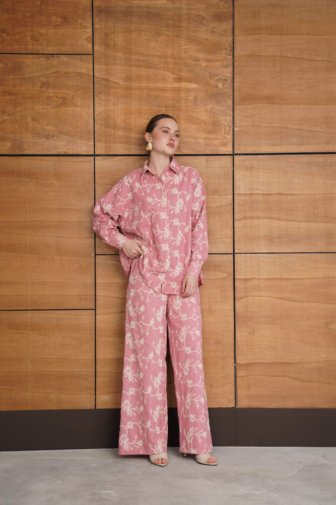 Süzüne Nakışlı Pantolon - Pembe | F1927 - Topshow