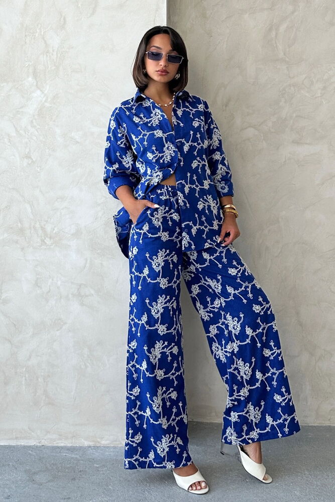 Süzüne Nakışlı Pantolon - Saks