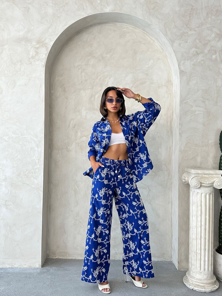 Süzüne Nakışlı Pantolon - Saks