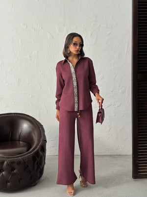 Topshow Şerit Detaylı Scuba Süet Pantolon -| F1972