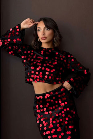 Topshow - Toptan Pullu Kadife Bluz