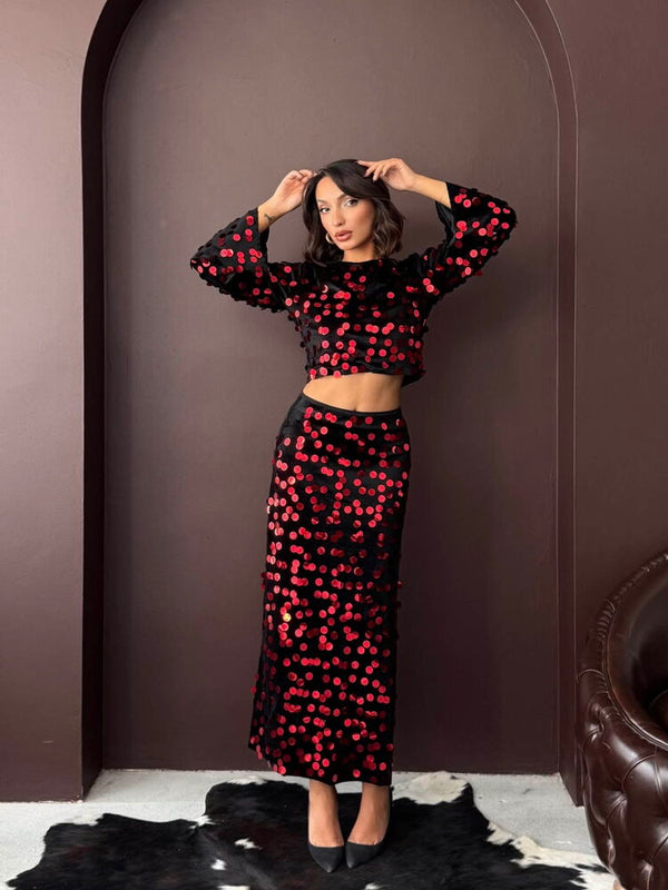 Topshow - Toptan Pullu Kadife Bluz