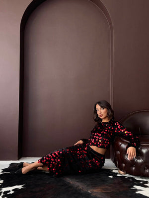 Topshow - Toptan Pullu Kadife Bluz