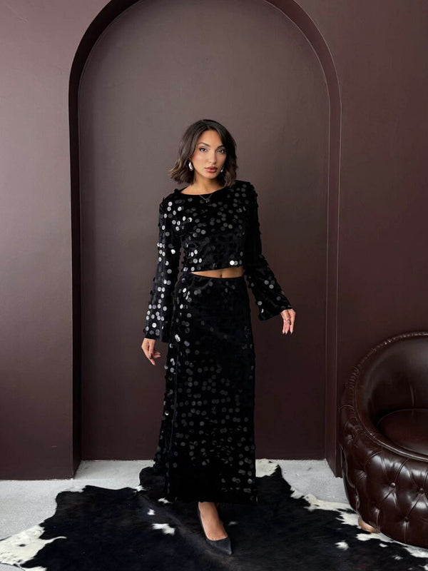 Topshow - Toptan Pullu Kadife Bluz