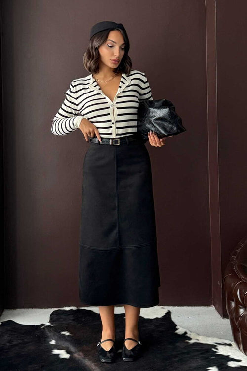 Fustă Topshow Scuba Suede - Negru | F2004